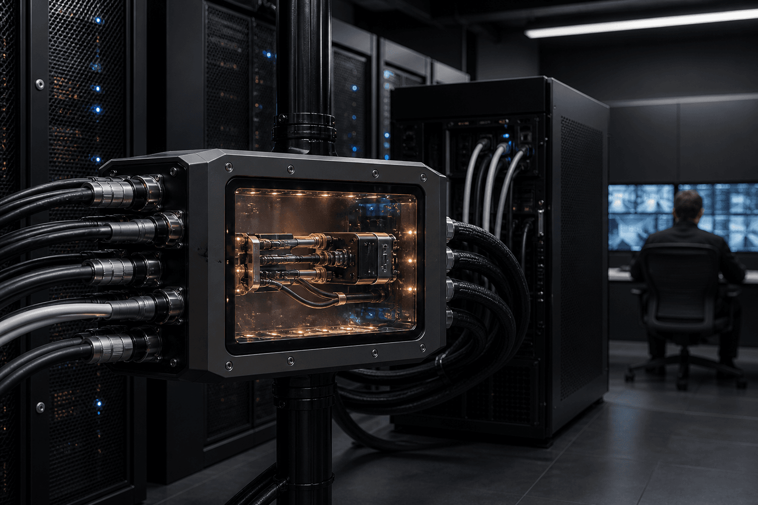 A secure data gateway inspecting luminous information paths inside a dark computing facility