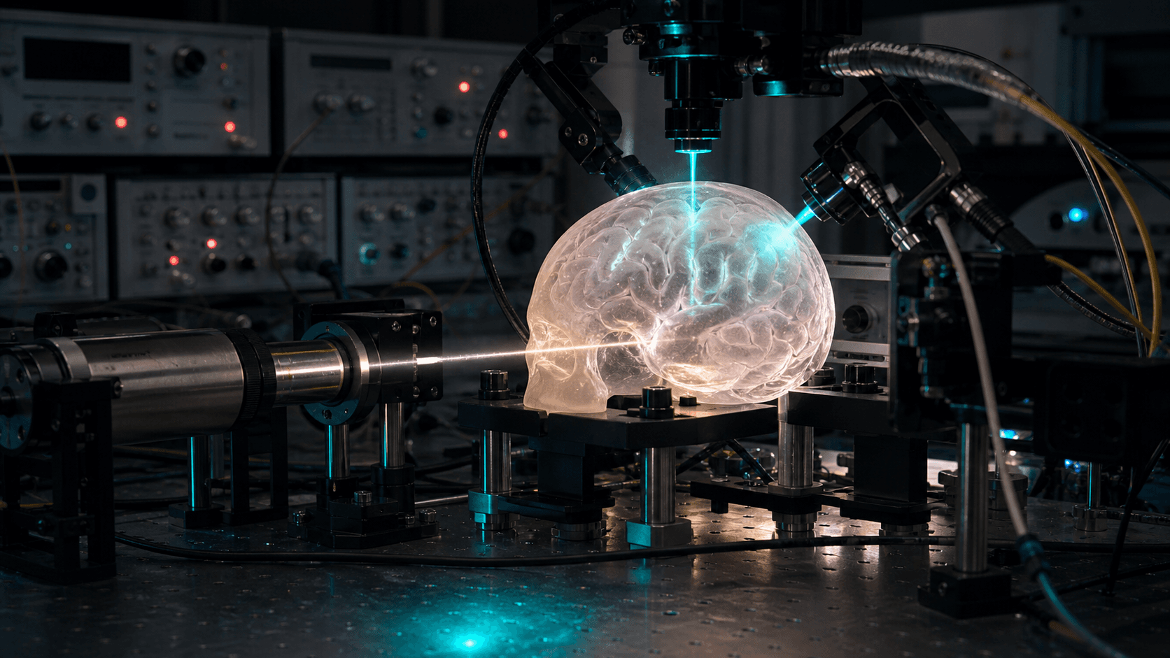 Precision optical instruments measuring a translucent anatomical brain phantom