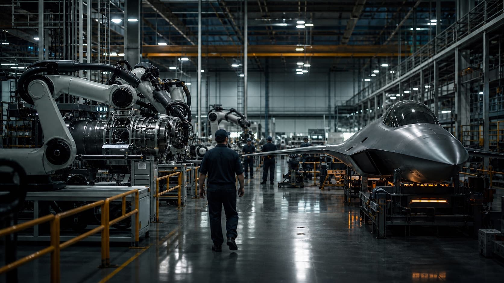 An advanced automated factory producing components and its own finished aircraft