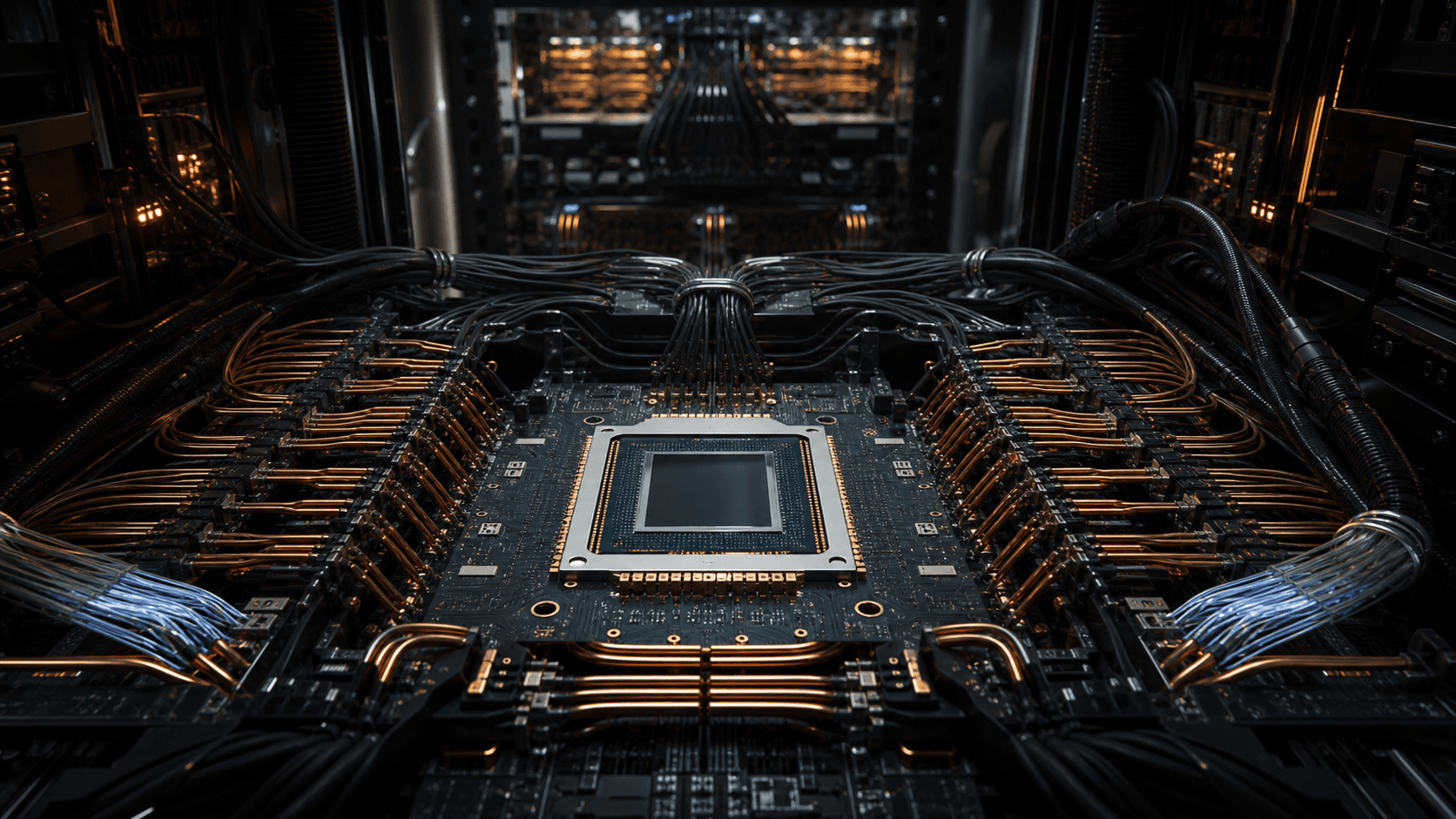 An unbranded accelerator package connected through a dense rack-scale computing fabric