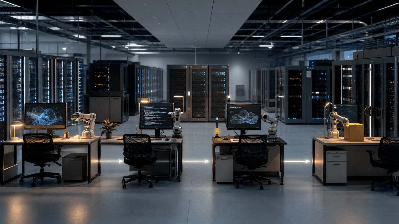 A sequence of autonomous workstations operating through a precision computing laboratory